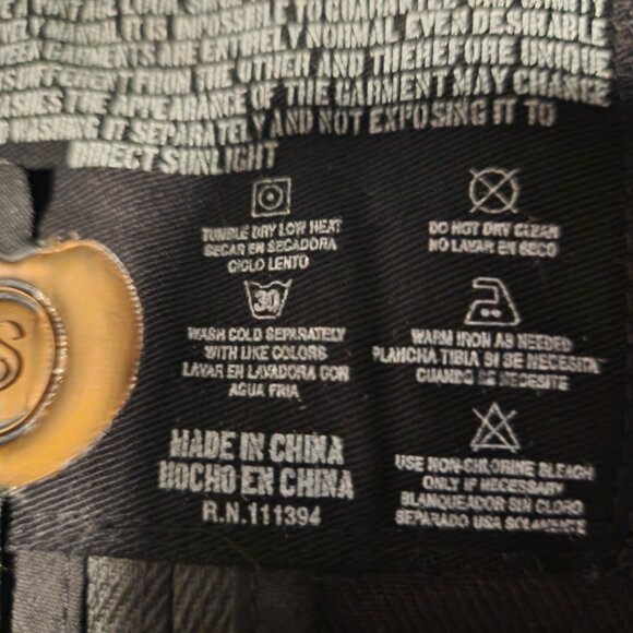 SYN Jeans Waxed Denim Jacket Black Mid Length Blazer Biker Buttons Mens 2XL NEW - Picture 14 of 16